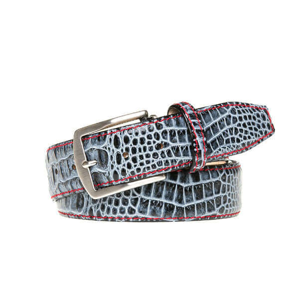 Hand-colored crocodile belt, red