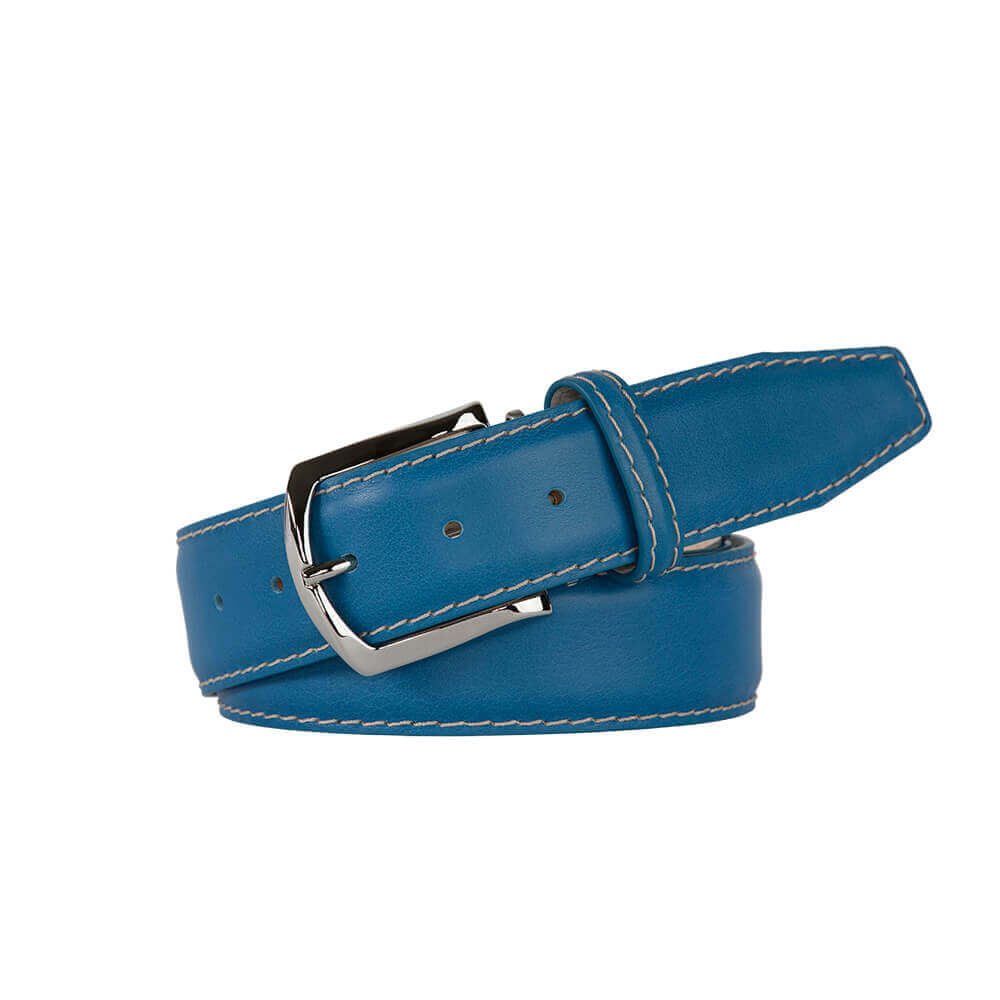 Blue leather belt mens sale