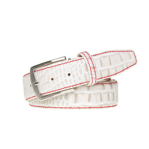Snow Mock Croc Leather Belt | Mens Leather Goods | Roger Ximenez | Mock Croc | Roger Ximenez