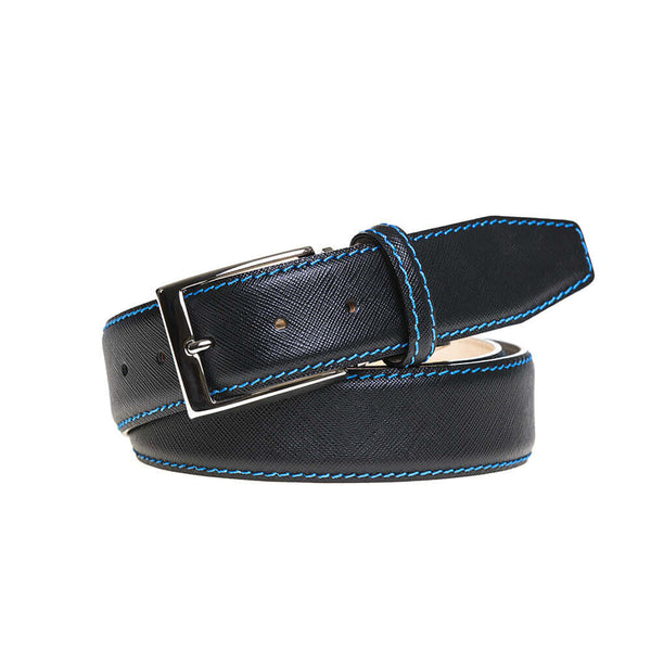 Black Saffiano Designer Leather Belt | Mens Fashion | Roger Ximenez