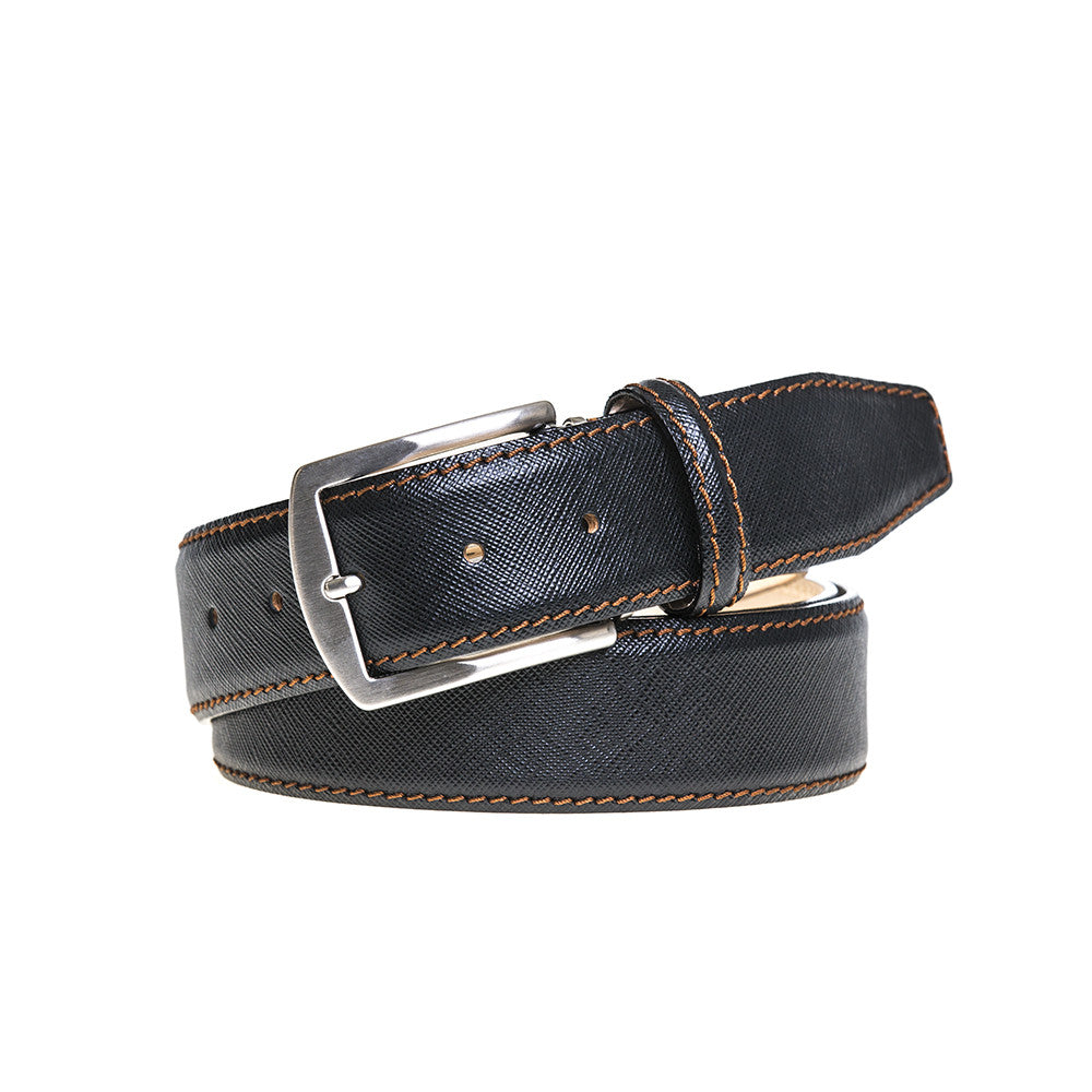 Black Saffiano Designer Leather Belt | Mens Fashion | Roger Ximenez Cognac / 36 / 40mm
