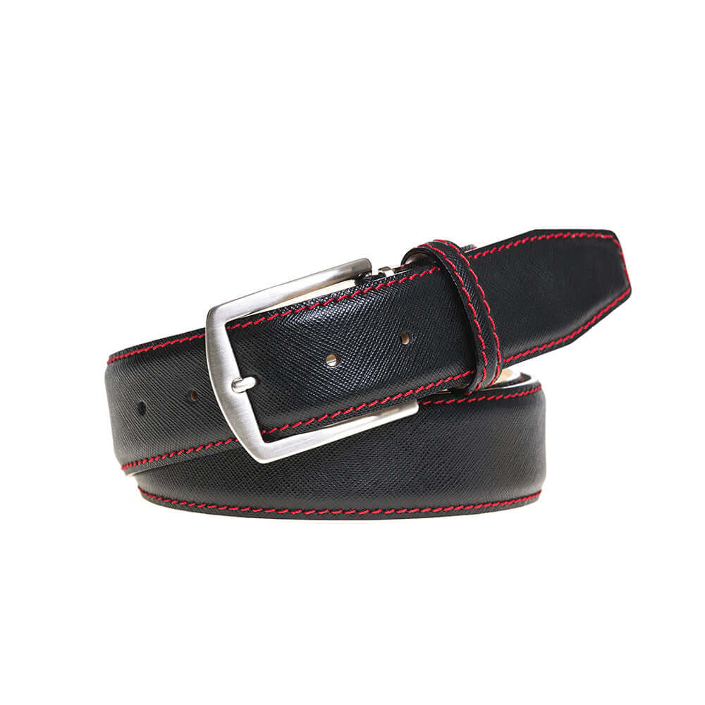 Black Saffiano Designer Leather Belt | Mens Fashion | Roger Ximenez | Saffiano | Roger Ximenez