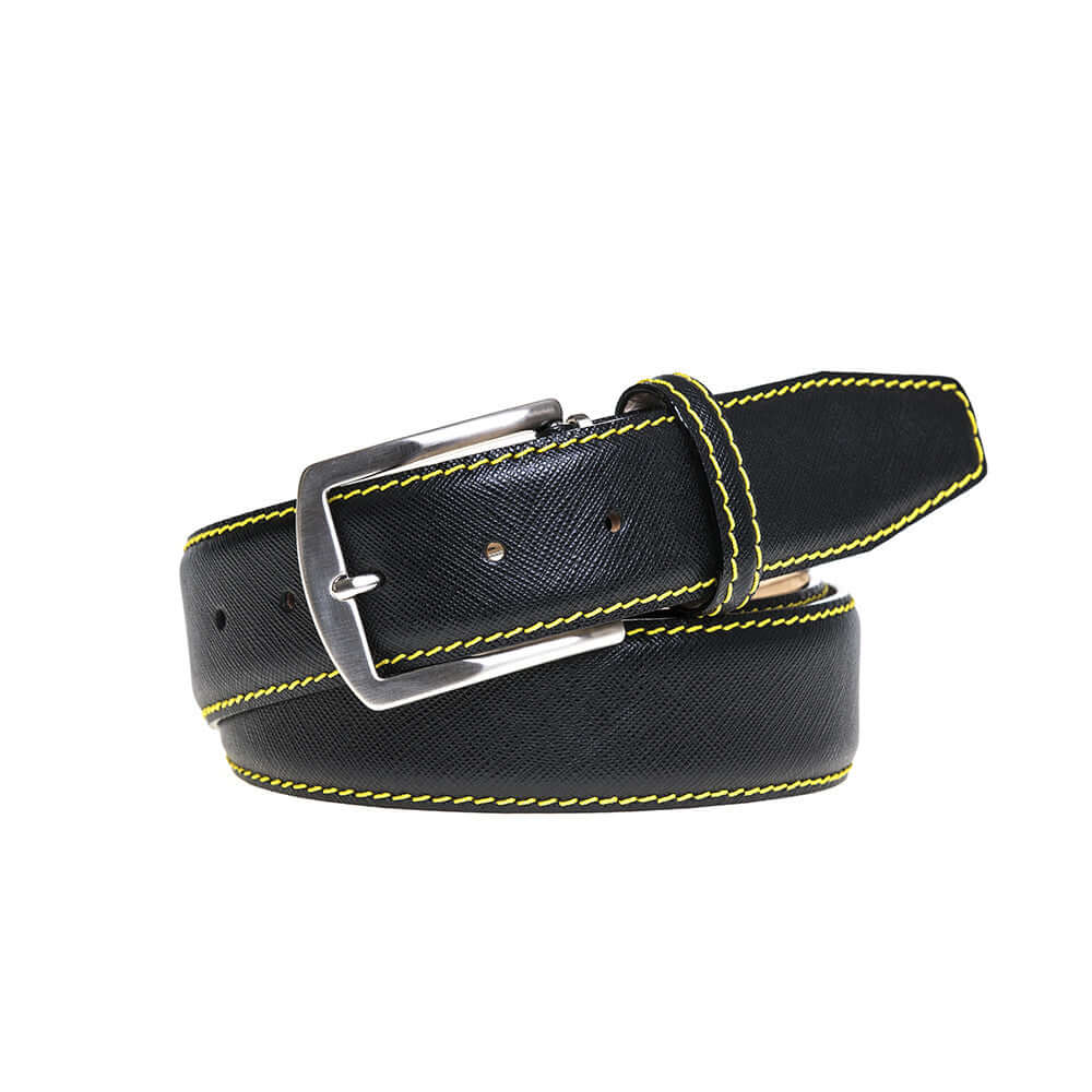 Black Saffiano Designer Leather Belt | Mens Fashion | Roger Ximenez | Saffiano | Roger Ximenez