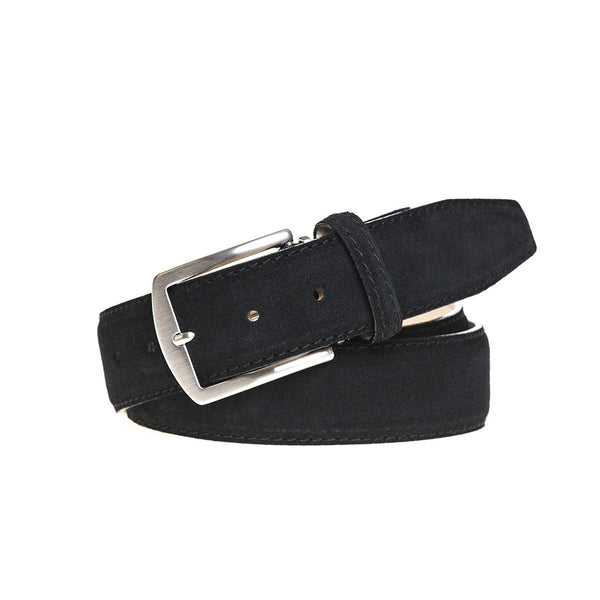 Black Genuine Suede Leather Belt | Mens Leather Goods | Roger Ximenez