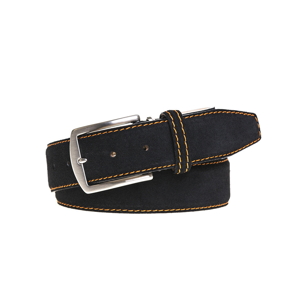 Black Genuine Suede Leather Belt | Mens Leather Goods | Roger Ximenez | Genuine Suede | Roger Ximenez