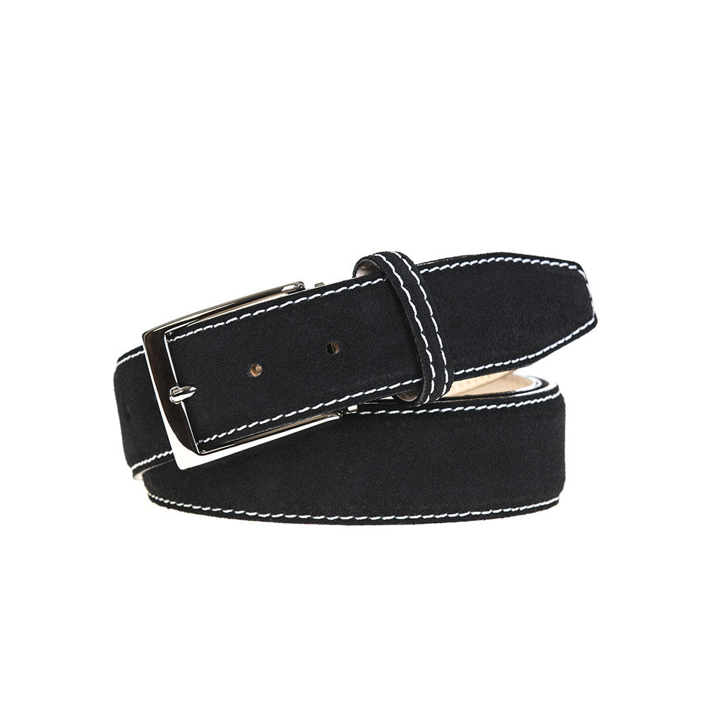 Black Genuine Suede Leather Belt | Mens Leather Goods | Roger Ximenez | Genuine Suede | Roger Ximenez
