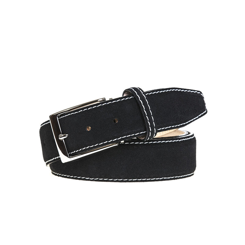 Black Genuine Suede Leather Belt | Mens Leather Goods | Roger Ximenez