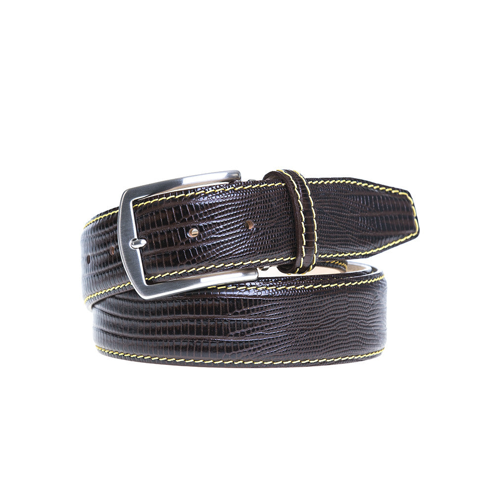 Belt with bamboo buckle in black leather