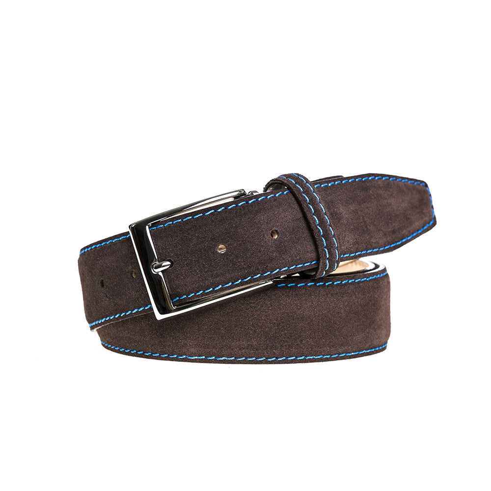 Brown Suede Designer Leather Belt | Mens Leather Goods | Roger Ximenez | Genuine Suede | Roger Ximenez