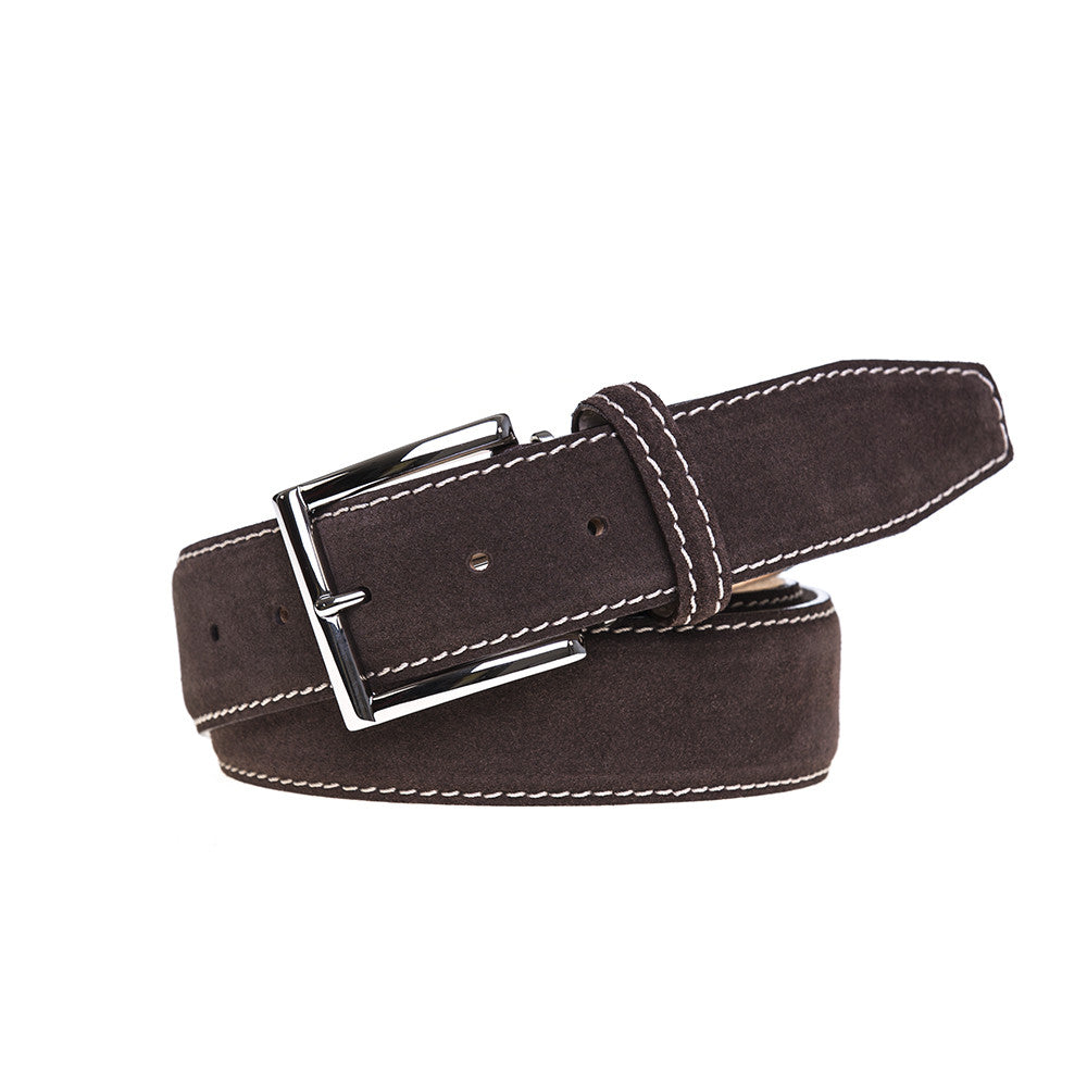 Brown Suede Designer Leather Belt | Mens Leather Goods | Roger Ximenez