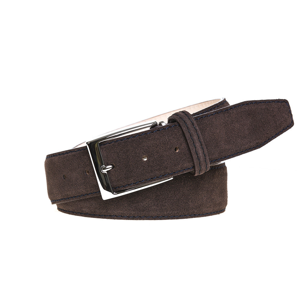 Brown Suede Designer Leather Belt | Mens Leather Goods | Roger Ximenez | Genuine Suede | Roger Ximenez