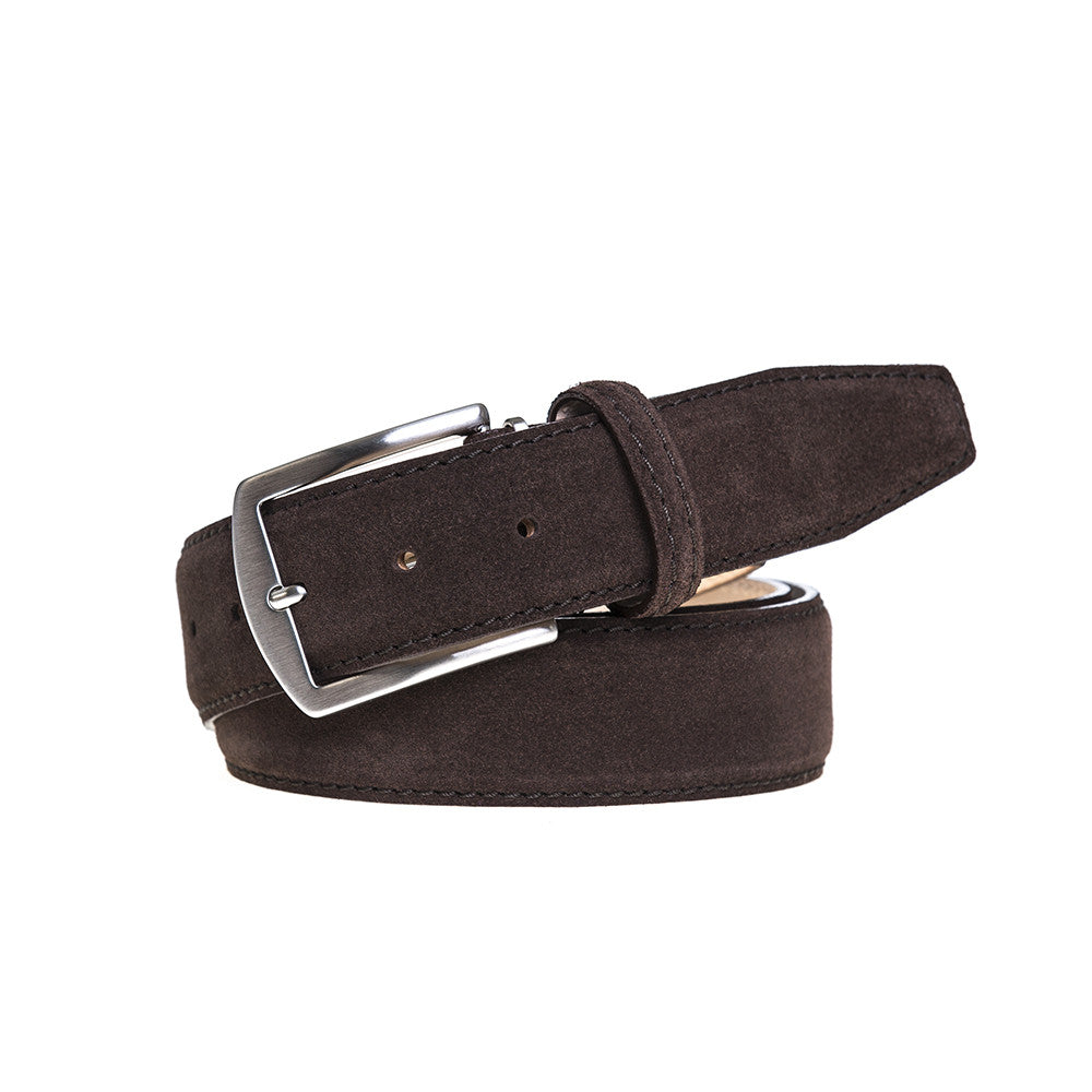 Bark brown suede leather belt