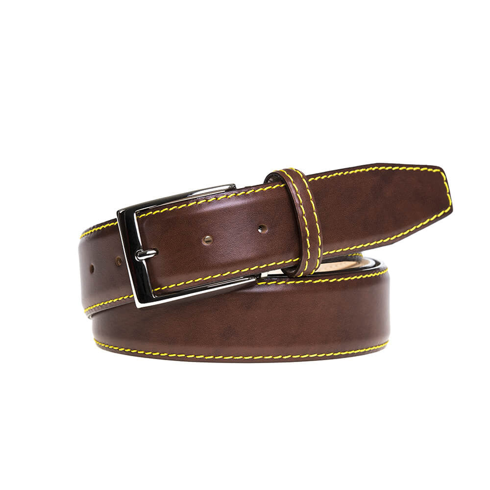 Special Edition Cognac Belt - Yellow / 44 / 40mm | Mens Fashion &amp; Leather Goods by Roger Ximenez