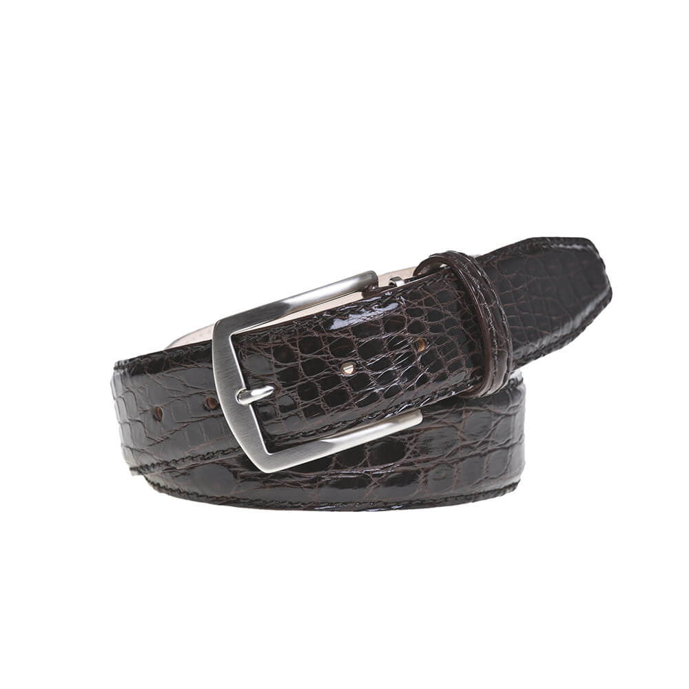 Brown Crocodile Leather Belt - 44 / 35mm / Brown | Mens Fashion &amp; Leather Goods by Roger Ximenez