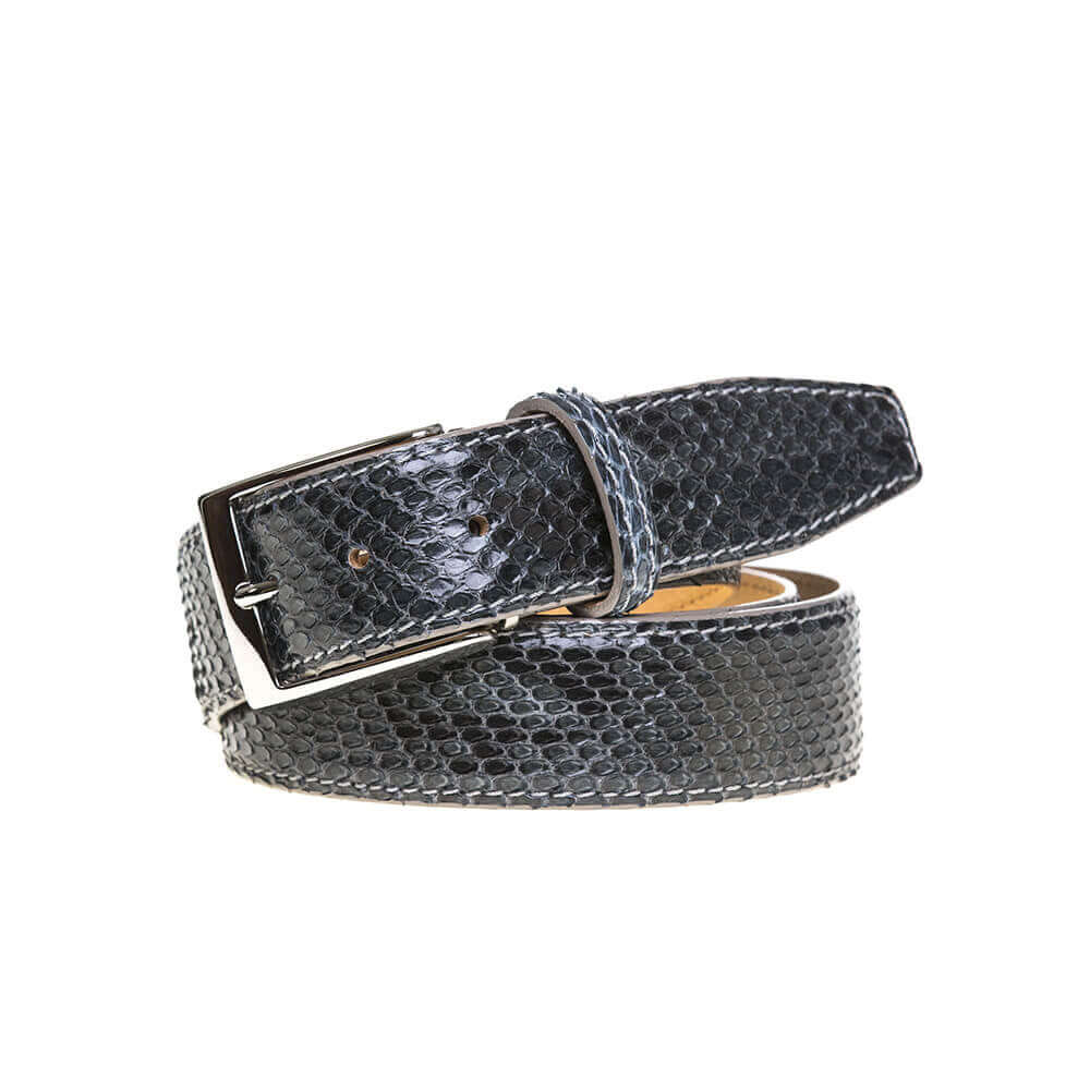 Gray Python Leather Belt 30 / 40mm / Gray