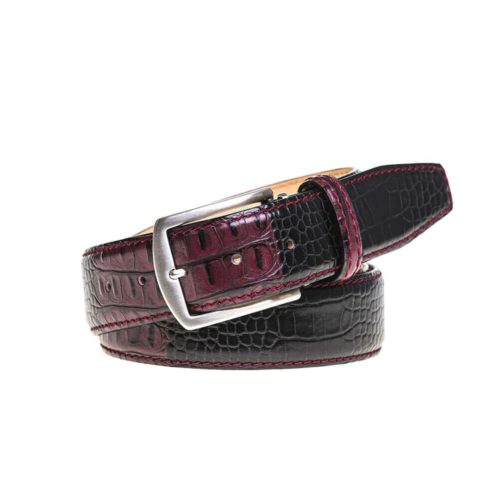 Wine Vintage Twice Belt | Mens Leather Accessories | Roger Ximenez | Mock Croc | Roger Ximenez